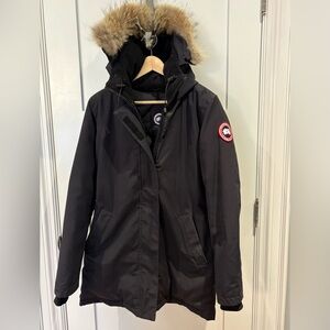 Canada Goose Navy Blue Victoria Parka with Fur Hood